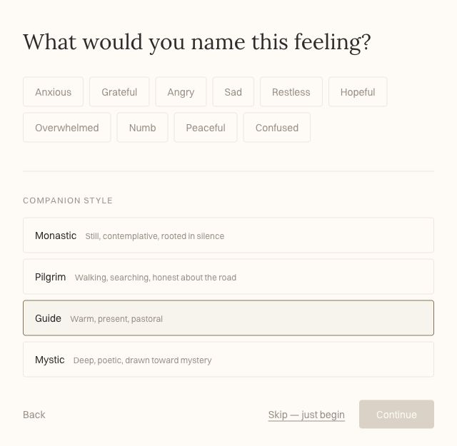Named feelings, companion style and a skip route